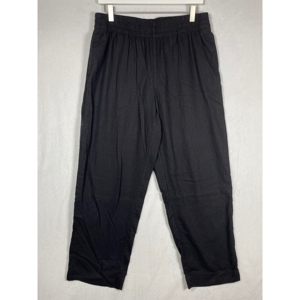 womens linen blend straight leg comfort high waist pant M old navy lagenlook